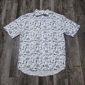 Stylish White and Black Patterned Men's Shirt From Onward Reserve Large